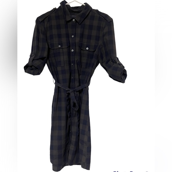 Tommy Hilfiger Navy and Green Plaid Shirt Dress - Picture 2 of 5
